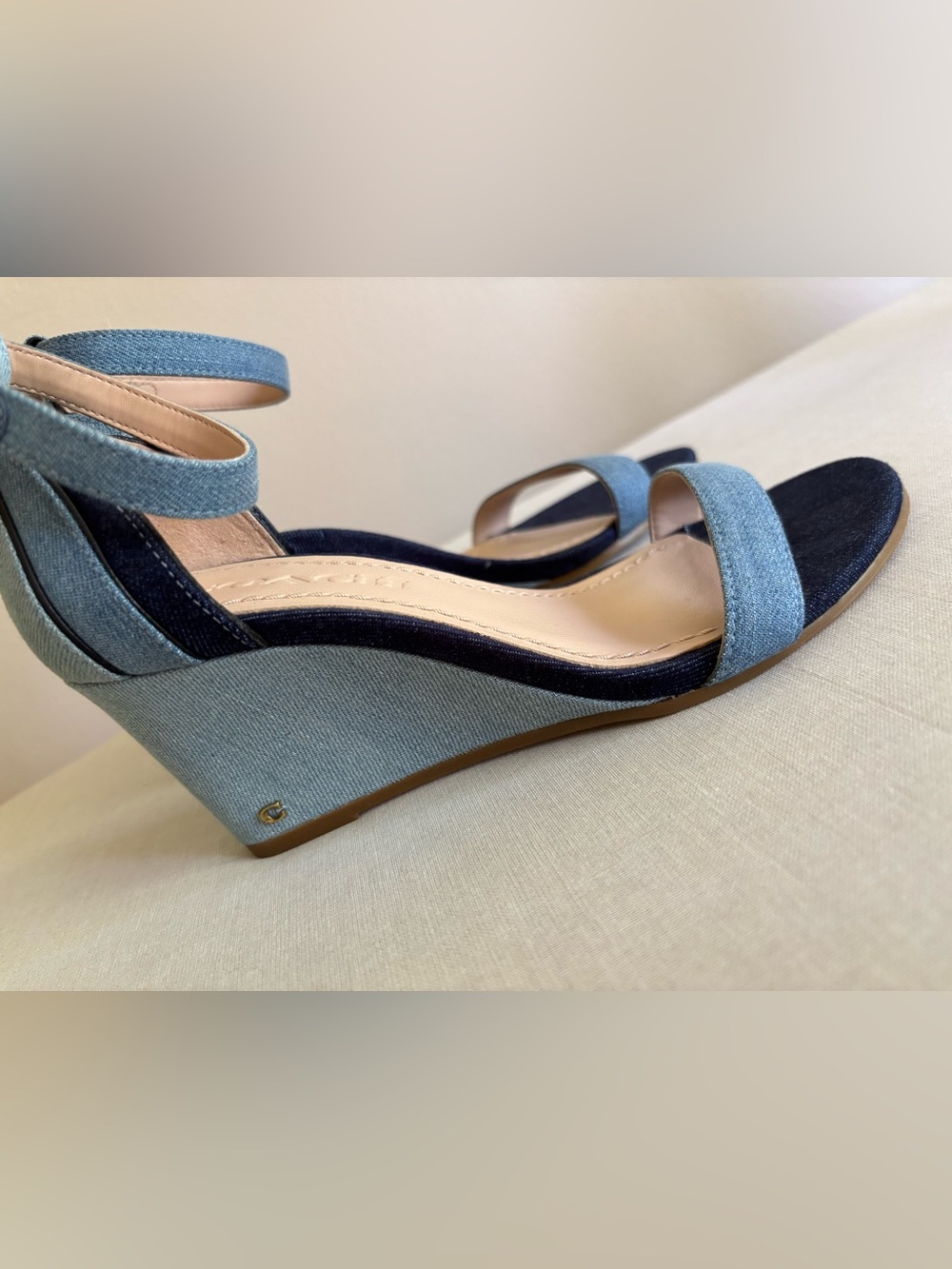 Coach Denim Wedge Sandals heels Size 5 1/2 B
